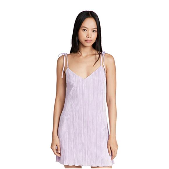 DANNIJO Purple Lilac Mini Pleated Crinkle Braided Strap Mini Dress // S - Picture 1 of 12